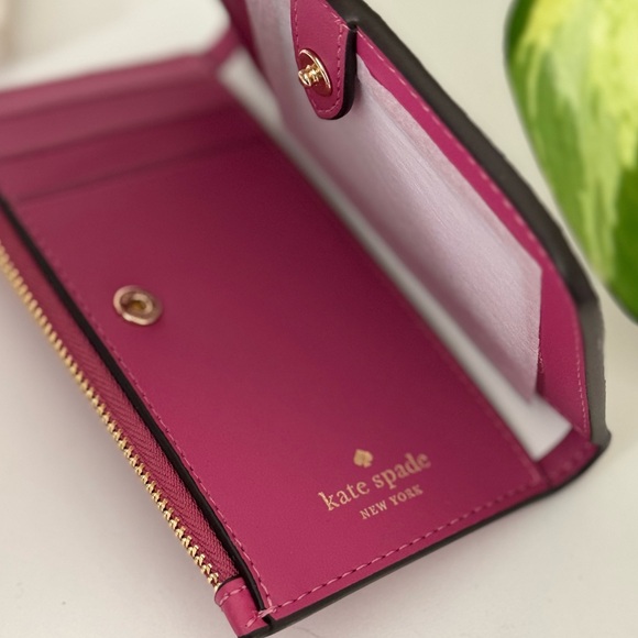 🌷NWT ♠️ kate spade ♠️ Juliette Slim Bifold Wallet - Pebbled - Nouveau Rose Pink - Picture 6 of 8